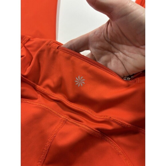Athleta Velocity Stash Pocket Crop Leggings Bright Red Orange Medium Tall - Picture 11 of 15
